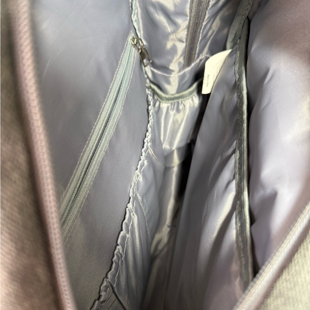 Dikaslon Chic Quilted Gray Backpack Diaper Bag with Tan Accents - Picture 8 of 13